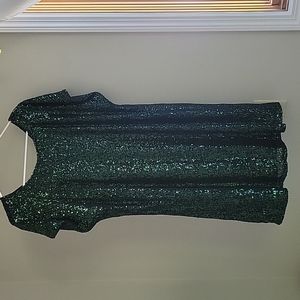 Green sequin cable and gauge party dress